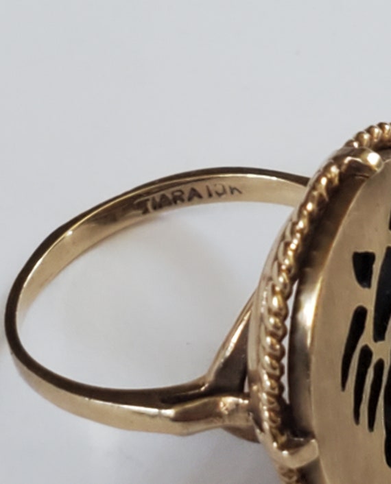 Vintage 10k Gold Zodiac Cancer Jeweled Ring Sz 6.5 - image 4