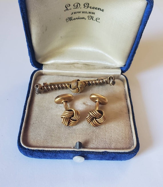 Art Nouveau 14k Gold Larter & Sons Knot cufflinks 