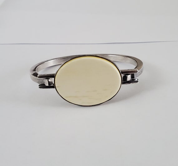 Bracelet Vintage Moderniste Signé Claude Momiron - Maillechort - Pièce D'occasion Unique