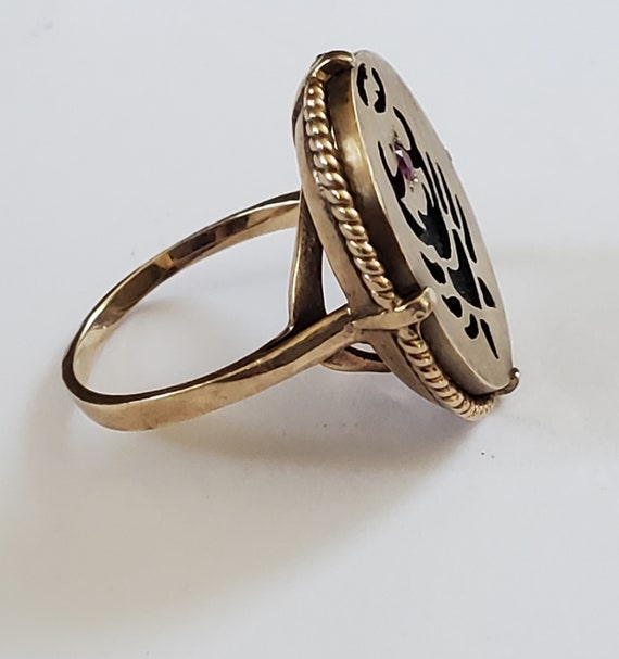 Vintage 10k Gold Zodiac Cancer Jeweled Ring Sz 6.5 - image 2