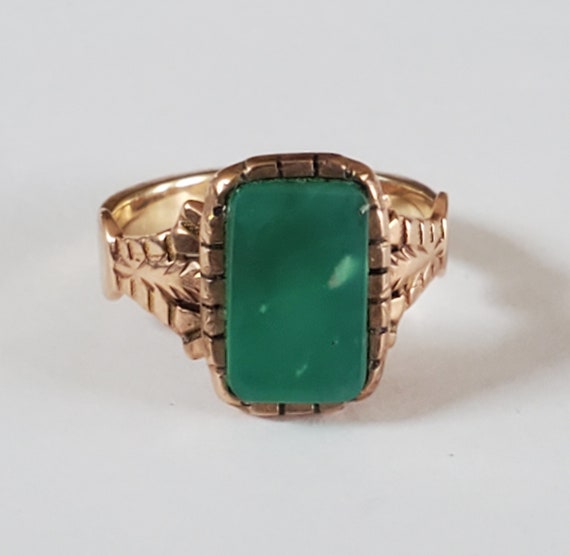 Antique Victorian 10k Gold Chrysoprase Ring Sz 5