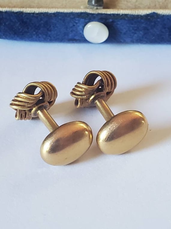 Art Nouveau 14k Gold Larter & Sons Knot cufflinks… - image 8