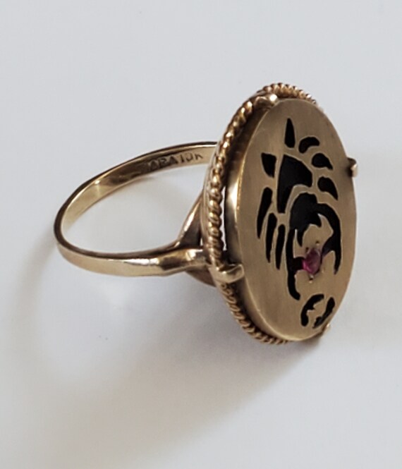 Vintage 10k Gold Zodiac Cancer Jeweled Ring Sz 6.5 - image 5