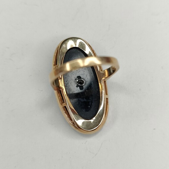 Vintage Art Deco 10k Gold Onyx Diamond Ring Sz 7.… - image 6