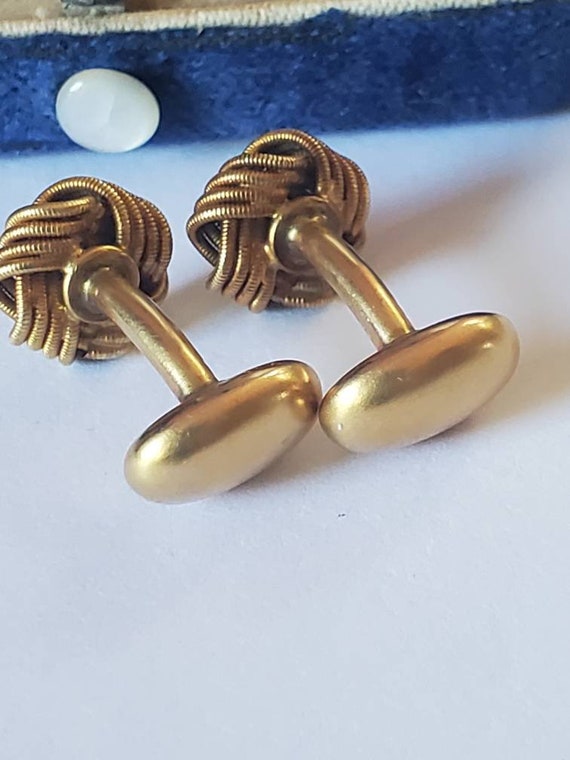 Art Nouveau 14k Gold Larter & Sons Knot cufflinks… - image 7