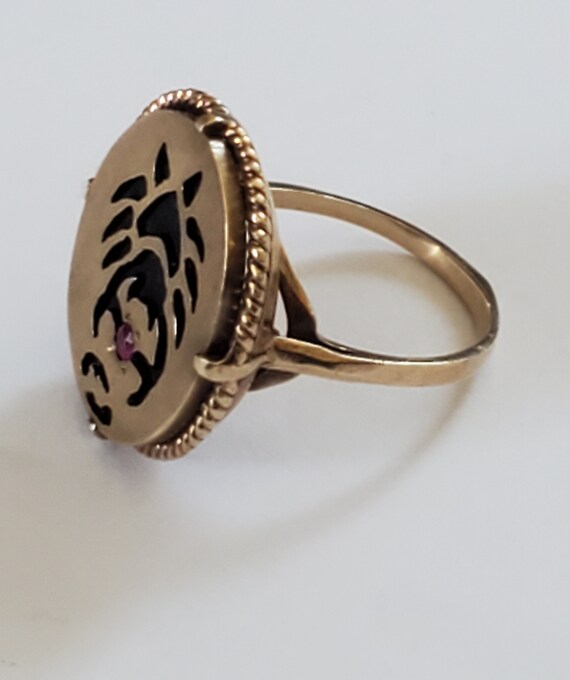 Vintage 10k Gold Zodiac Cancer Jeweled Ring Sz 6.5 - image 6