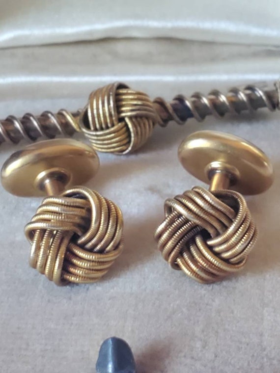 Art Nouveau 14k Gold Larter & Sons Knot cufflinks… - image 4