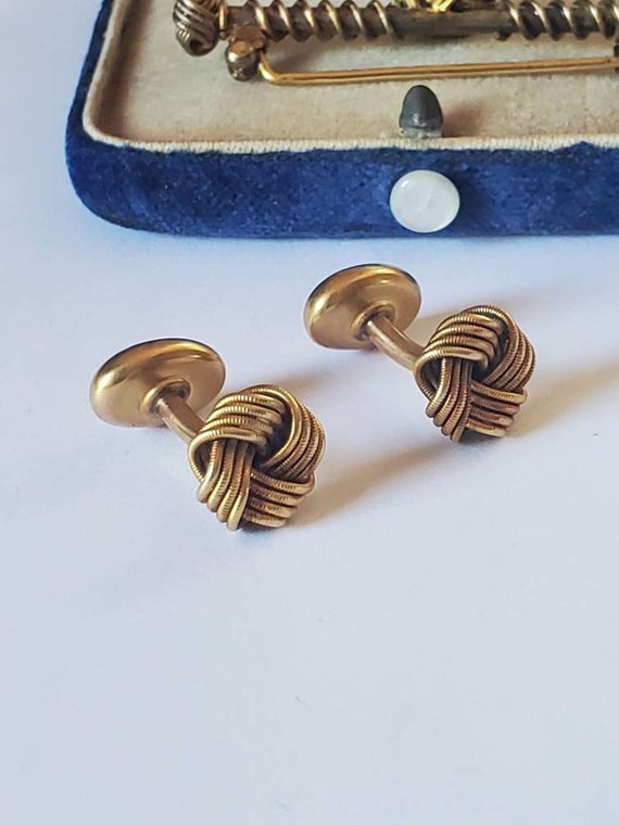 Art Nouveau 14k Gold Larter & Sons Knot cufflinks… - image 6