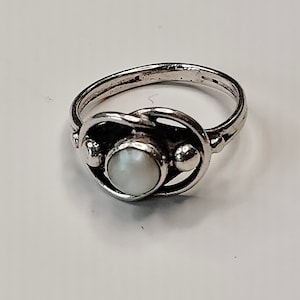 Vintage Georg Jensen Sterling Pearl Ring #5 SZ 4
