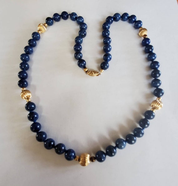 Vintage 14k Gold and Blue Sodalite Bead Necklace