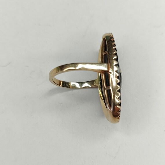 Vintage Art Deco 10k Gold Onyx Diamond Ring Sz 7.… - image 7