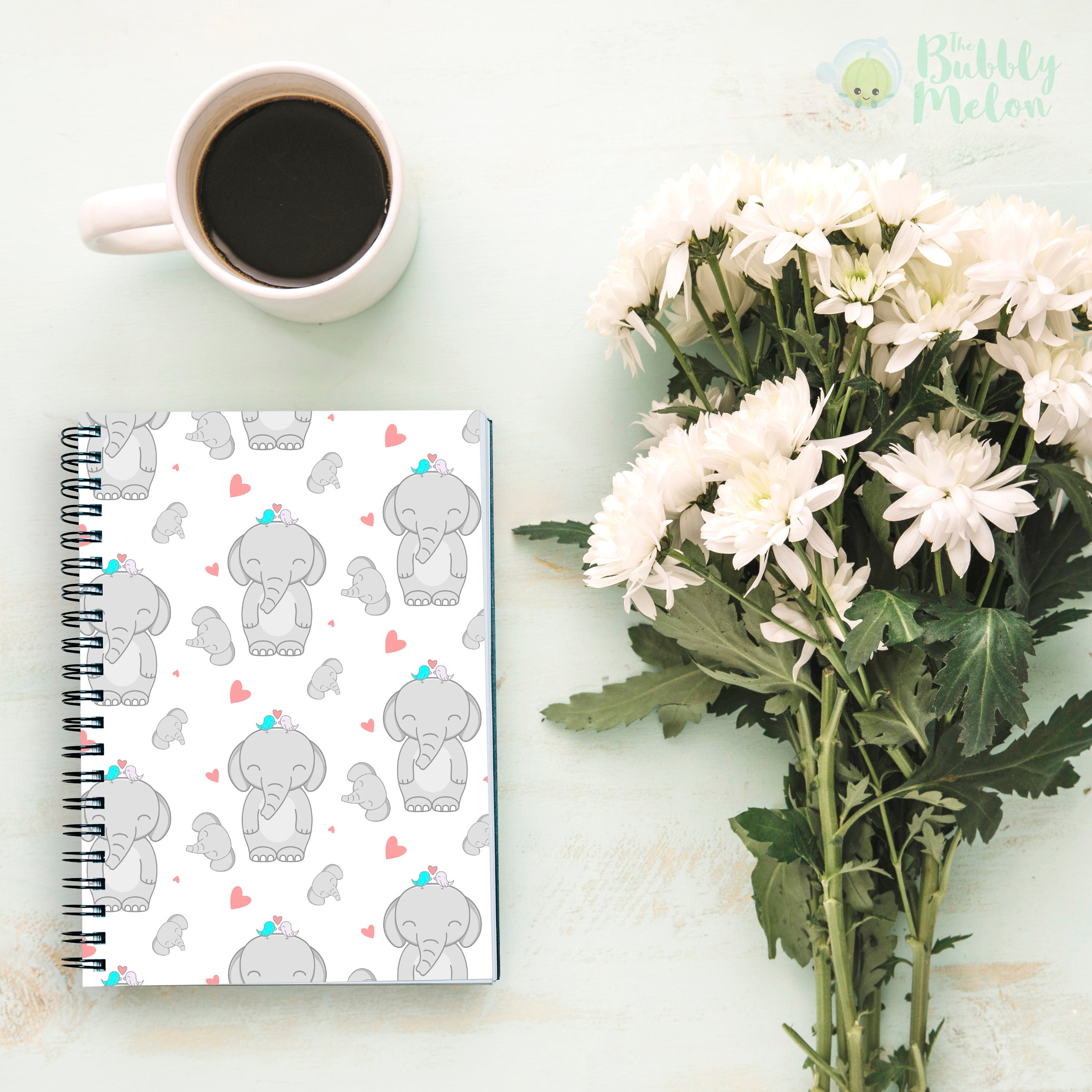 Elephant Spiral Notebook Elephant College Notebook Ruled Line Etsy