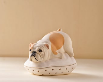 Dog Ring Holder with French Bulldog Bed  | Personalized Ring Holder |Ceramic Jewelry Tray| Engagement Gift |Dog Lover Gift