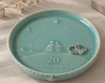 20th Anniversary Ring Dish, Celadon Ceramic Jewelry Holder