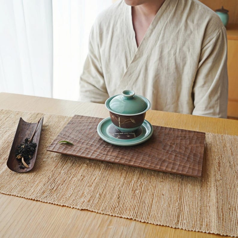 Gongfu Tea Set with Lid and Saucer – Oriental Chinese Tea Cup for Ceremony – Handmade Celadon Gaiwan – Zen Tea Gift Idea image 5