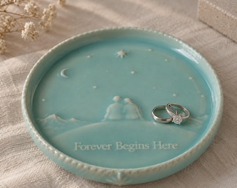 Wedding Ring Dish, Celadon Ceramic Engagement Ring Holder