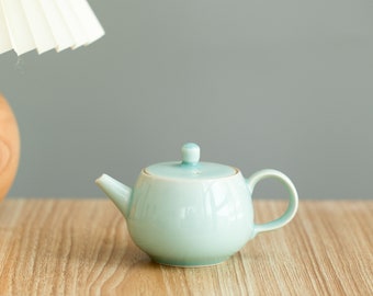 CELADON Minimal Handmade Ceramic Teapot,   Chinese Japanese Teapot, Housewarming Gift For Tea Lover