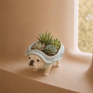 Frenchie Succulent Planter, Ceramic Pot, Dog Mom Gift, Gift for Her
