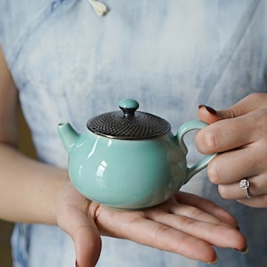 Handmade Longquan Celadon Teapot: Chinese Ceramic Pottery, Signed Artisan Craft