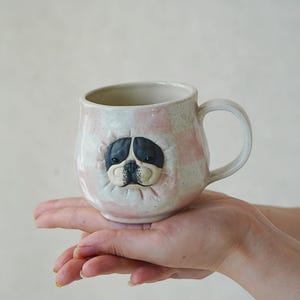 Handcrafted Bulldog Ceramic Mug, Coffee Cup, Dog Lover Gift, French Bulldog Mug, Rustic Tea Cup, Unique Coffee Mug, Gift for Mom or Dad