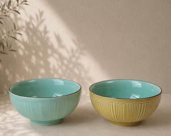 Ceramic Bowl Set of 2, Custom Rice Bowl, Gift for Couple