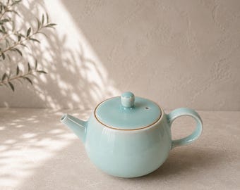 Handmade Celadon Teapot with Infuser – 190ml Chinese Gongfu Tea Pot | Longquan Porcelain | Teapot for One, Herbal Tea Lover Gift