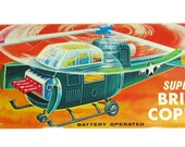 Vintage 1960 39 s Horikawa Battery Operated Attack Helicopter Copter Tin Plastic Mint with Original Box Works