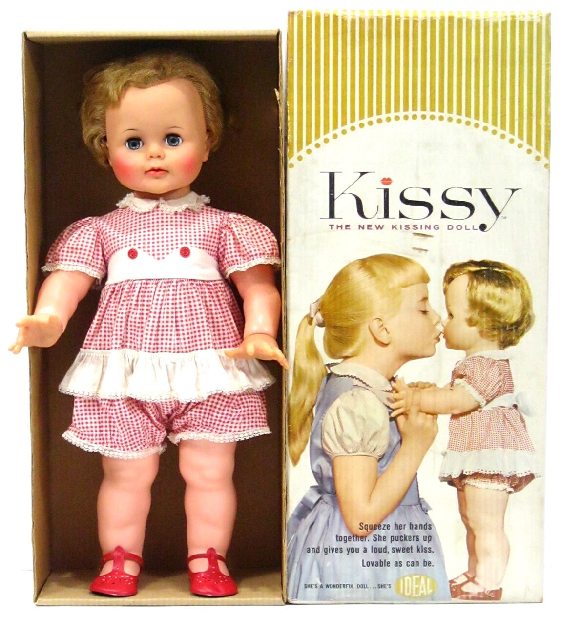 Vintage 1961 Ideal Kissy the Kissing Playpals Doll With Original Dress