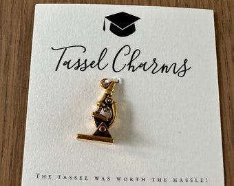 Microscope Graduation Tassel Charm - Biology, Chemistry, Geology