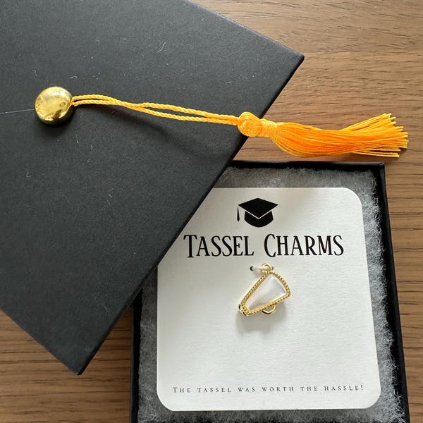 Pearl Megaphone Tassel Charm | 24k Gold Filled Graduation Gift