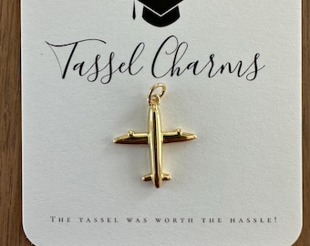 18k Gold Plated Airplane Graduation Tassel Charm: Aviation Gift - Etsy