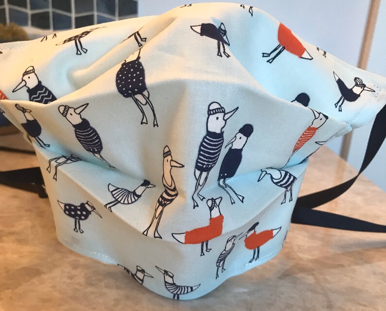 Seagull Fabric Face Mask with Ties Etsy Seagull Fabric Face Mask with Ties Etsy