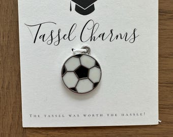 Breloque pour chapeau de graduation, pompon en forme de ballon de football émaillé, joueur en alliage métallique