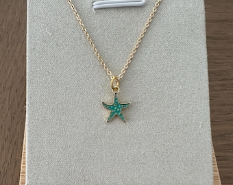 Vergoldete Seesternkette: Emaille Strandschmuck, 16 "Kette