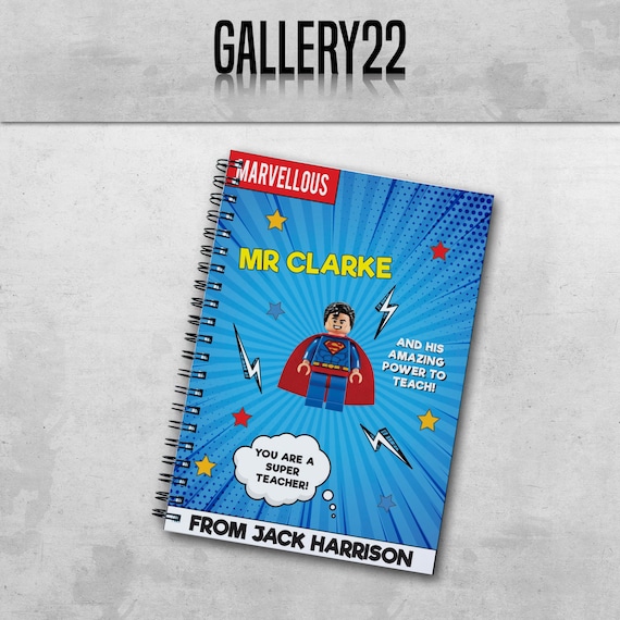 Personalised Teacher Assistant A5 Notebook End Of Term Present Superhero Comic