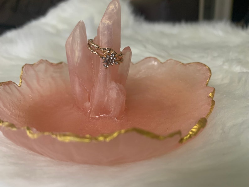 Pink crystal ring dish
