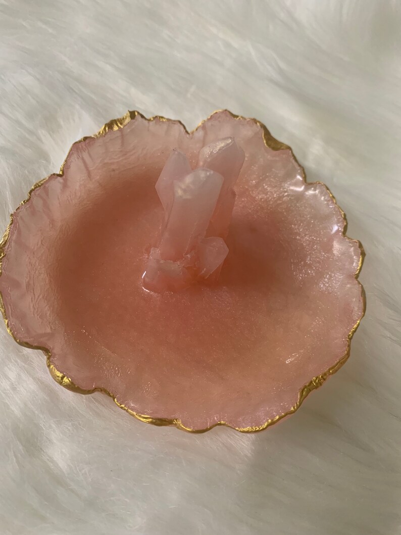 Pink crystal ring dish