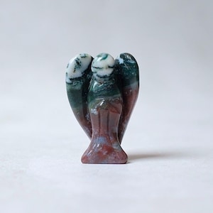 Moss Agate Angel | Tree Agate Crystal Angel Carving