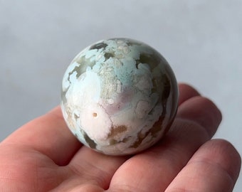 Blue Flower Agate Sphere | Green Flower Agate Crystal Sphere