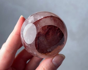 Hematoid Rose Quartz Sphere | Fire Rose Quartz Crystal Sphere