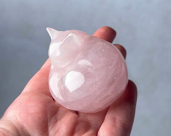 Rose Quartz Cat | Crystal Cat Carving