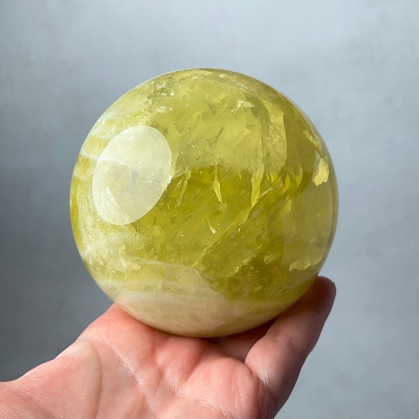 Sphère de quartz XL Ouro Verde | Sphère de cristal de quartz citron