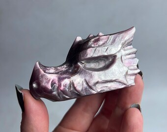 Gem Lepidolite Dragon Skull | Crystal Skull | Crystal Dragon