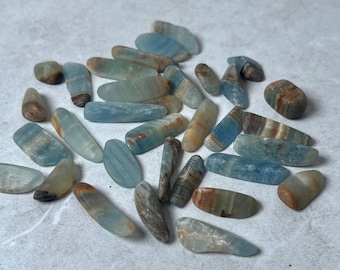 Set of Lemurian Aquatine Calcite Chips | Blue Onyx Crystal Chips