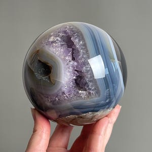 XL Geode Amethyst Sphere | Amethyst & Agate Crystal Sphere