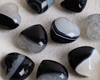 Black Agate & Quartz Hearts | Black Onyx Crystal Heart