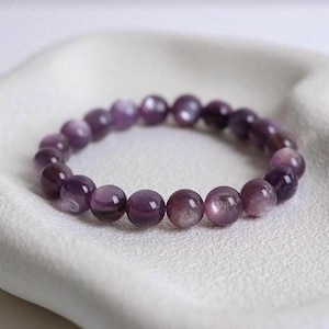Edelstein Lepidolith Armband | Hochwertiges Edelstein Lepidolith Stretch Armband