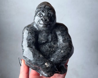 XL Larvikite Gorilla Carving | Crystal Carving