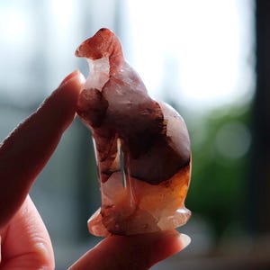 Fire Quartz Egyptian Cat Carving | Crystal Cat Figure