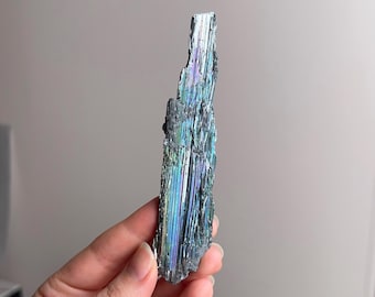 Iridescent Stibnite Crystal Specimen | Raw Antimonite Crystal
